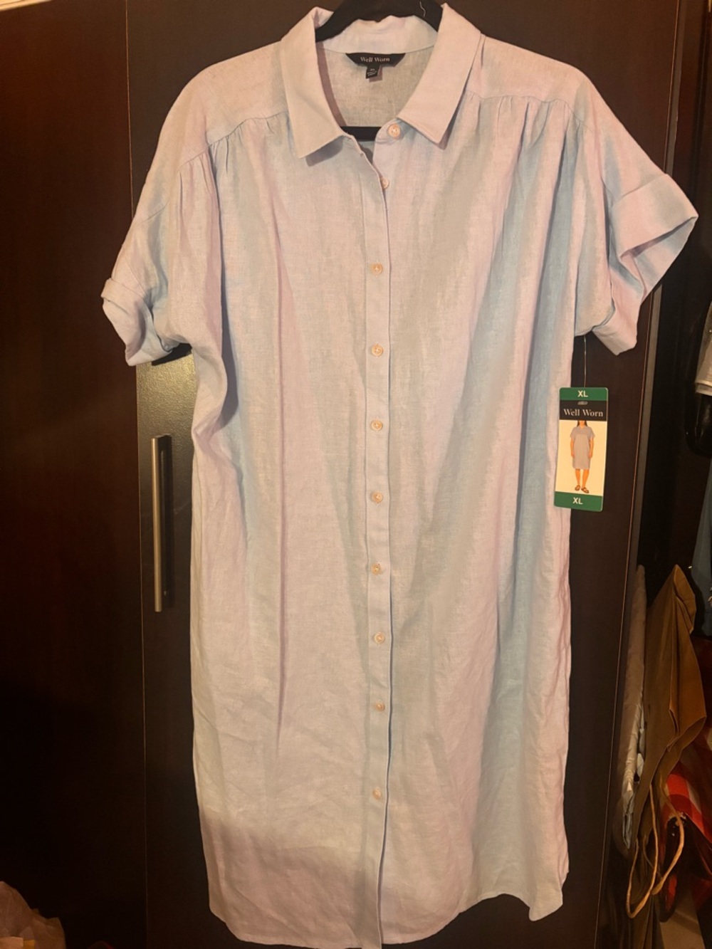 Well Worn Men's Pale Blue Short Sleeve Button-Down Shirt Dress